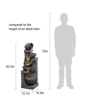 5-Tiers Indoor/Outdoor Garden Water Fountain - 42.5inches Modern Floor-Standing Cascading Water Feature - Suitable for Deck, Patio