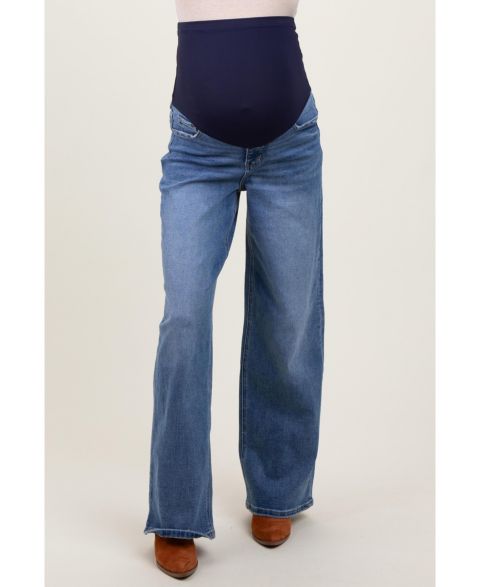 Женские джинсы Pinkblush Blue Washed Wide Leg, цвет: Синий