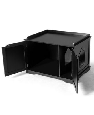 Cat Litter Box Wooden Enclosure Pet House Sidetable Washroom Storage Bench