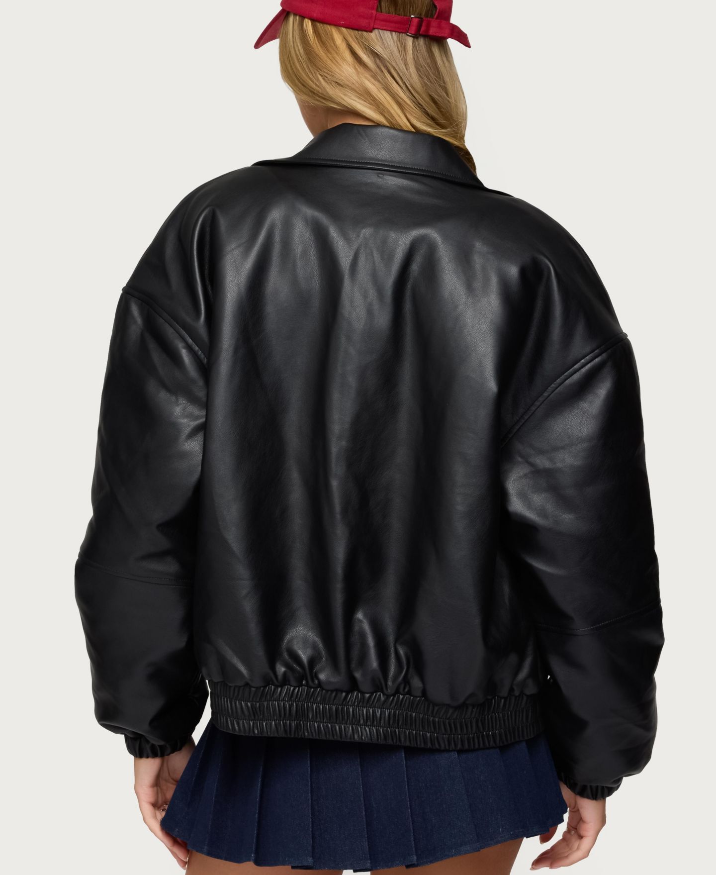 Женская куртка Edikted Halley Faux Leather Bomber, цвет: Чёрный — фото 2