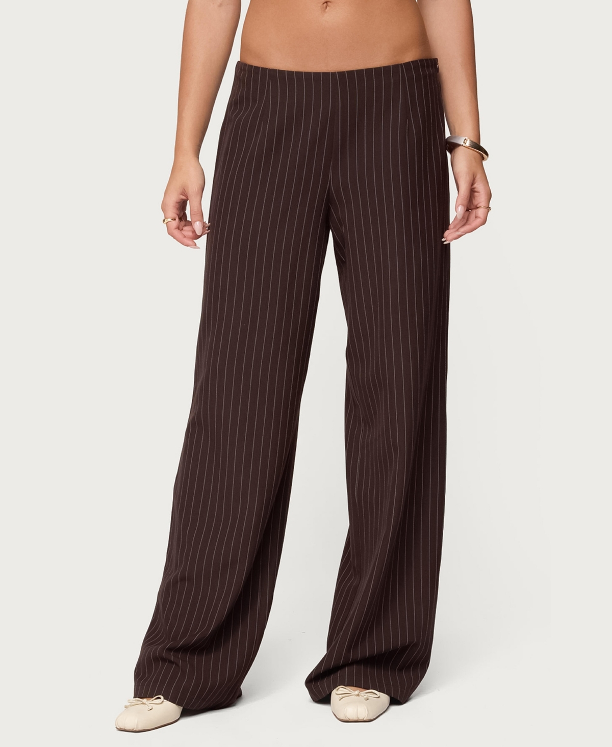 Edikted Women's Kerie Pinstripe Low Rise Pants