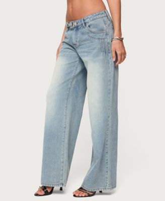 Women's Celia Grommet Washed Low Rise Jeans