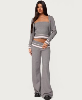 Women's Kaliya Stripey Fold Over Knit Pants