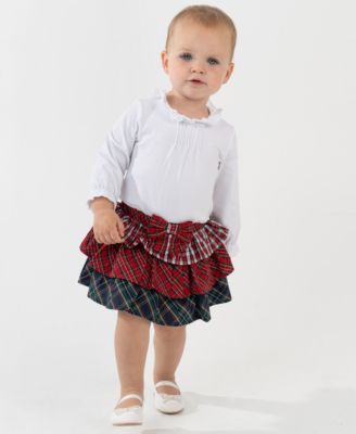 Rare Editions - Baby Girls 2-Piece Mixed Plaid Skirt and Bodysuit Set