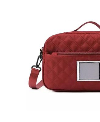 Three-dimensional Diamond Patterned Small Square Tote, Casual Commuting Shoulder Bag with Dry Wet Separation & Double-sided Pockets