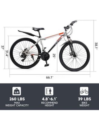 26-Inch 27-Speed Mountain Bike for Adults with Dual Disc Brakes & High-Carbon Steel Frame, Suspension Fork