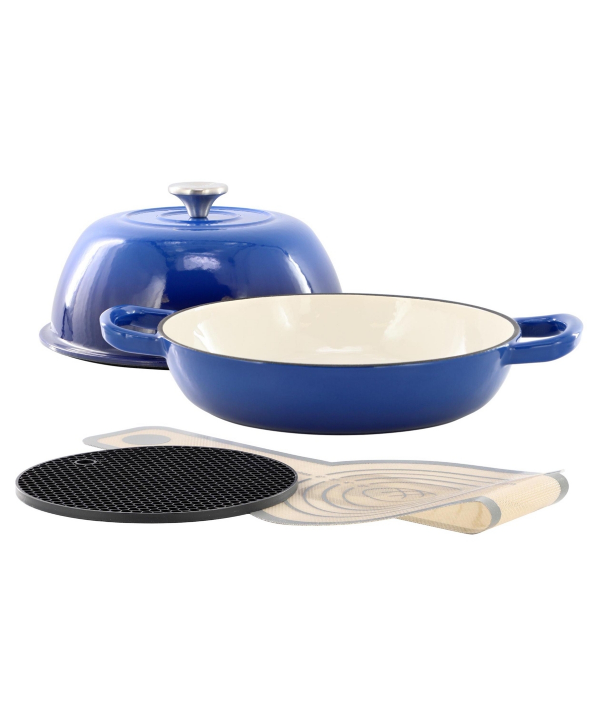 MegaChef 6 Quart Enameled Cast Iron Bread Pot Red with Baking Mat