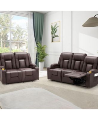 3 Seater Reclining Sofa with 2 Cup Holders&Side Pockets
