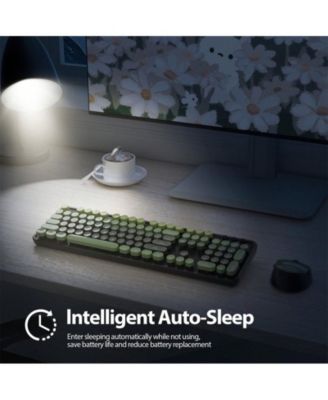 Wireless Keyboard And Mouse Set - Cute Keyboard And Mouse Combo, Full Size Keyboard With Number Pad & Round Keycaps For Windows PC Laptop