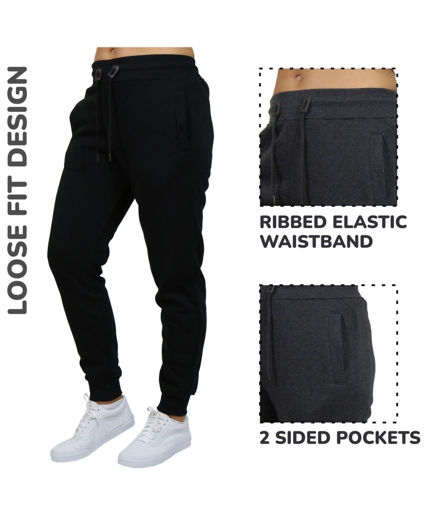 Женские брюки Blue Ice Loose Fit Fleece-Lined Jogger Sweatpants, цвет: Чёрный — фото 4
