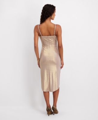 Women's Foiled Sleeveless Midi Dress