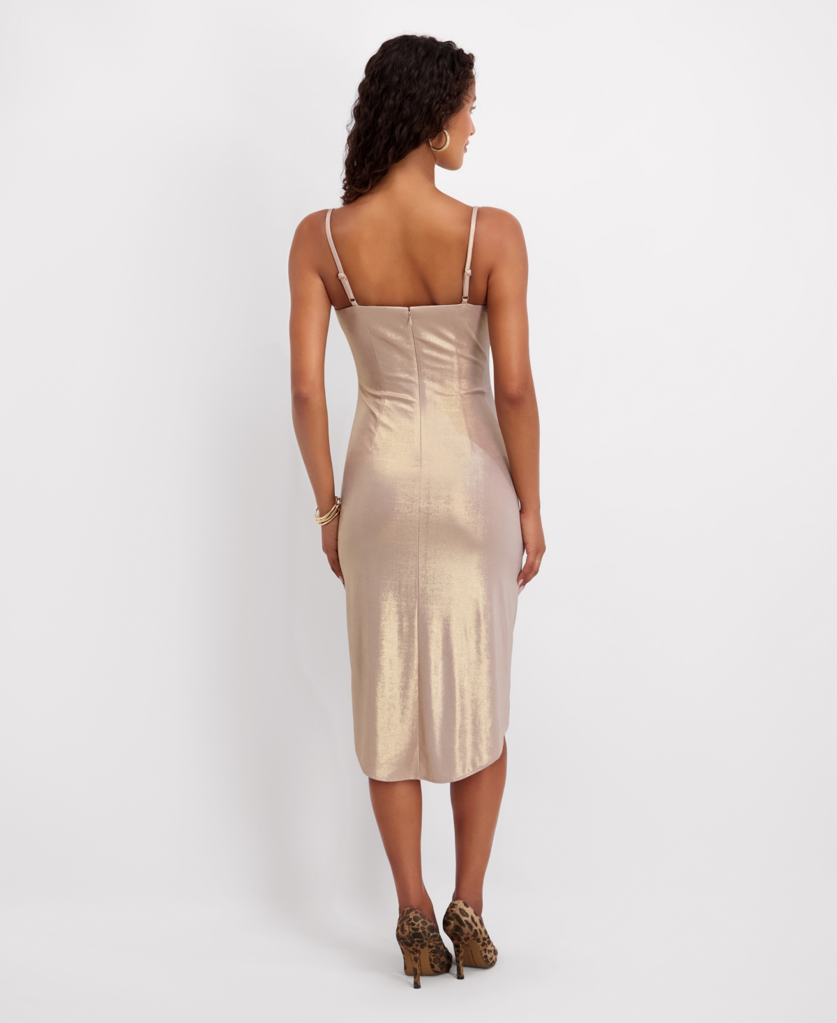 Siena Women's Foiled Sleeveless Midi Dress In Gold