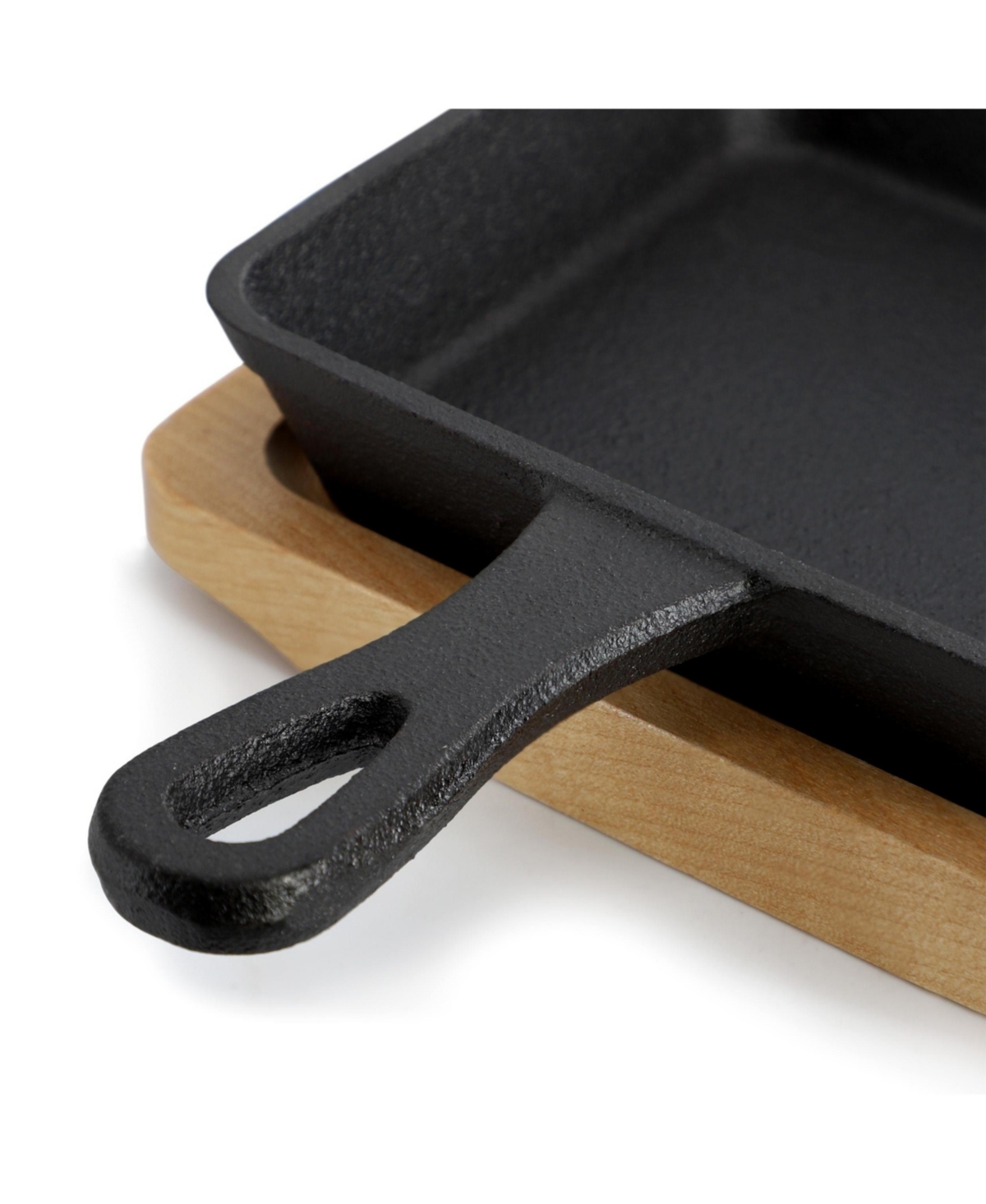 MegaChef Mini Cast Iron 4 Piece Square Pan with Wood Tray