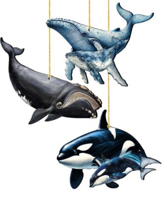 Ocean Life Christmas Ornaments, Set of 3