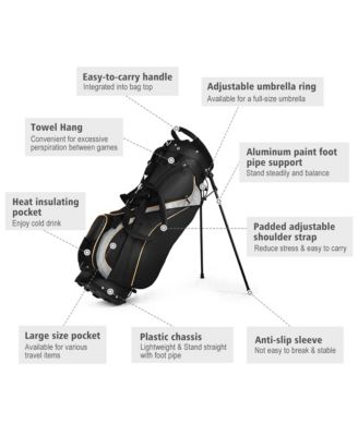 Golf Stand Bag Portable Lightweight Golf Carry Club Bag w/ 8-way Divider