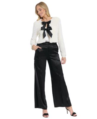 Muse Womens Open Front Jacket High Rise Pull On Pants In Black