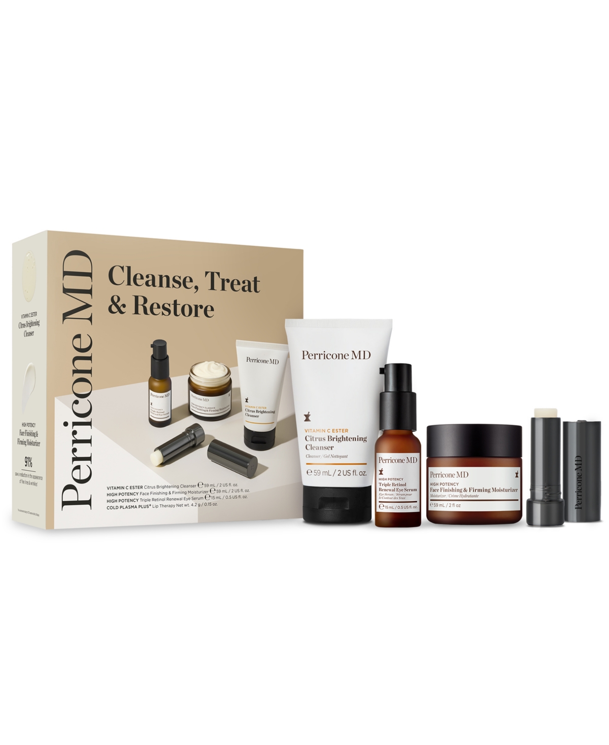 Perricone Md 4-pc. Cleanse, Treat And Restore Skincare Set, Created For Macy's In Transparent