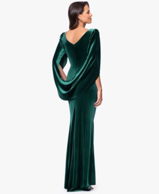Petite Velvet Drape Back Long Dress