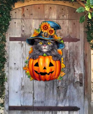 Black Cat Pumpkin Holiday Door D&eacute;cor