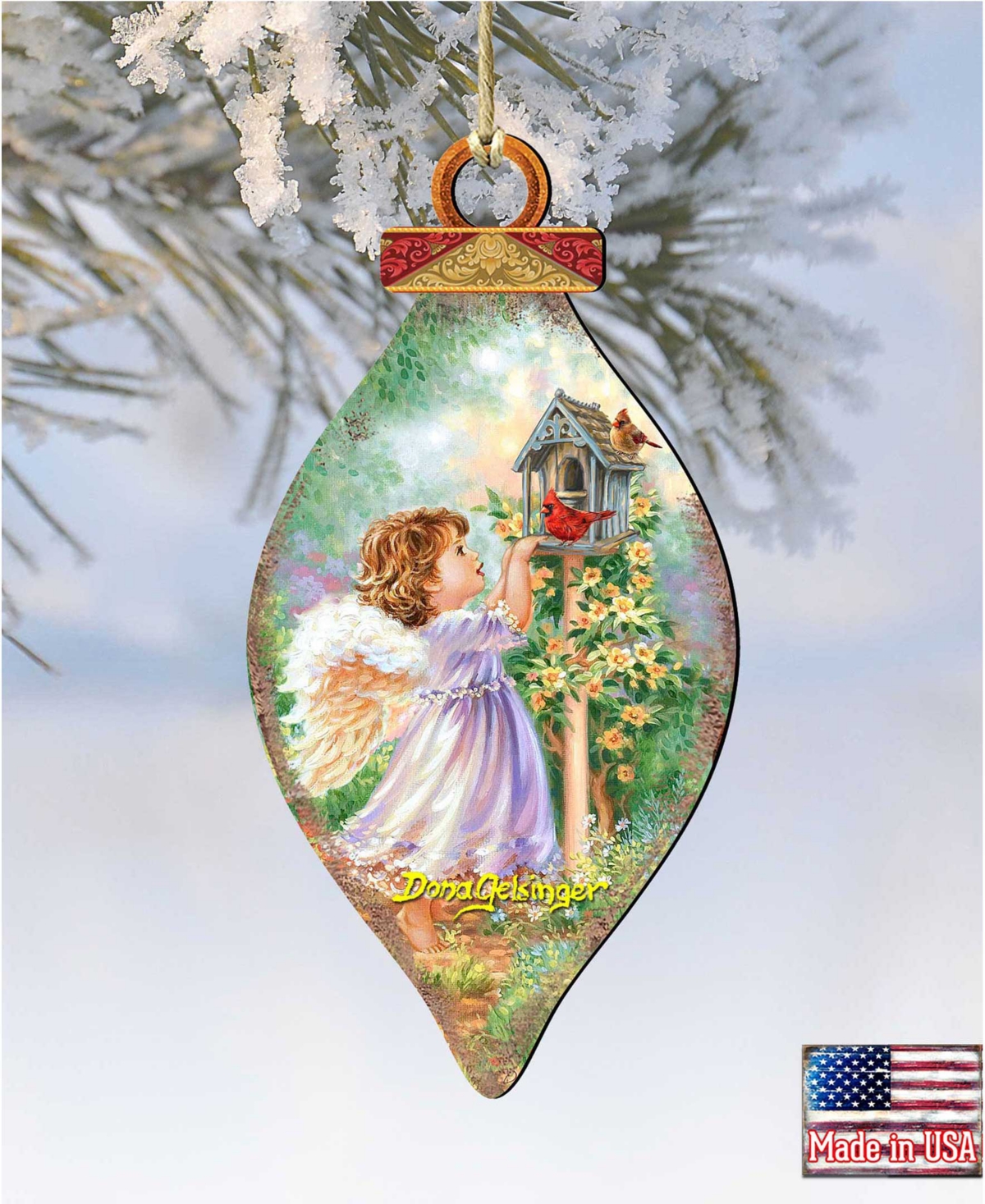 Designocracy Angels Are Near Holiday Ornament In Multi