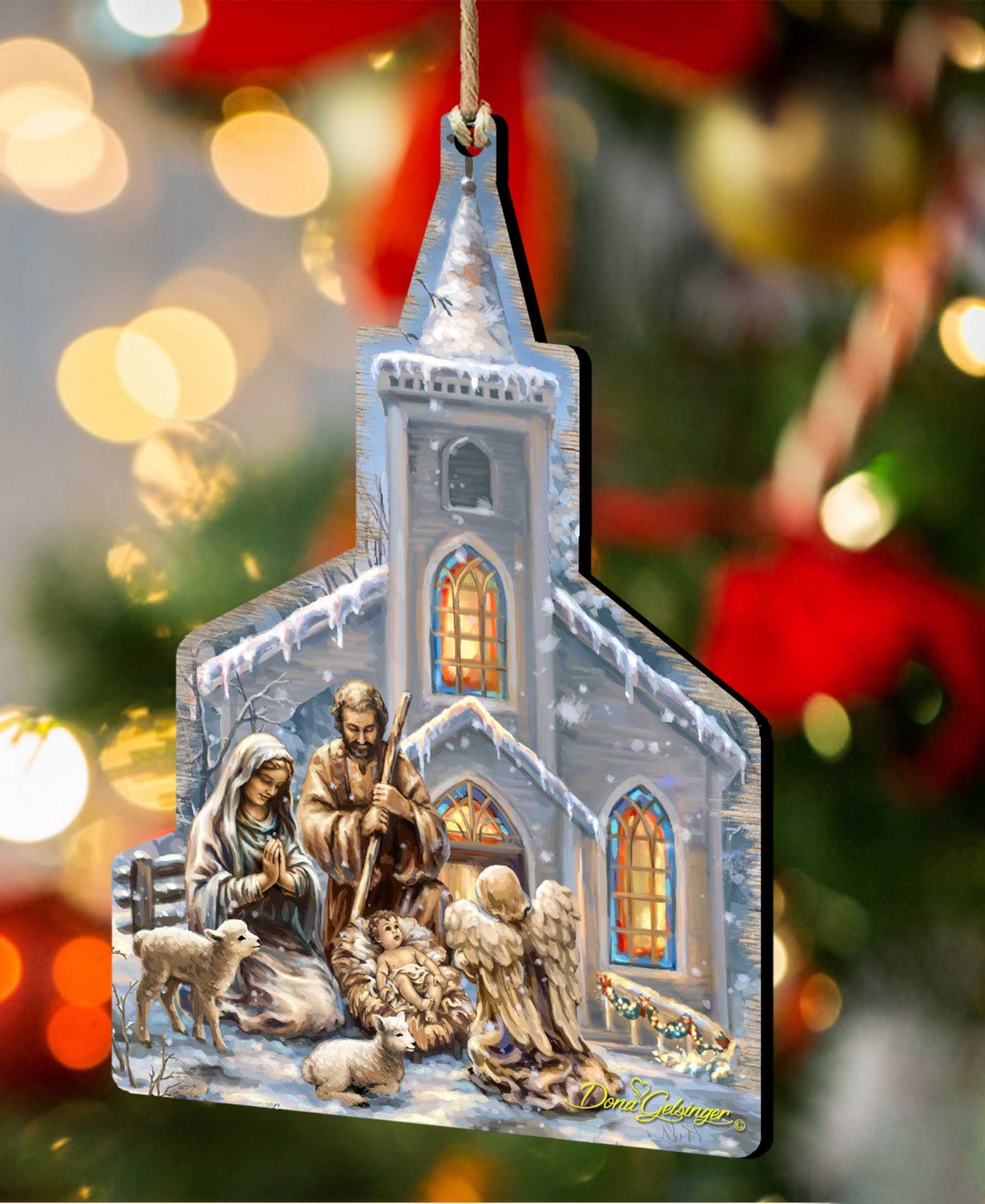 Designocracy Nativity Chapel Wood Christmas Ornament In Multi