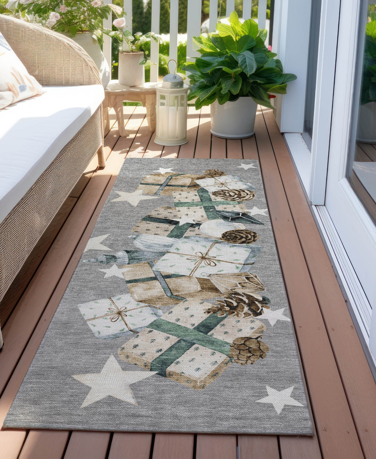 Addison Holiday Washable Indoor/outdoor Acn1825 2'3"x7'6" Runner Area Rug In Gray