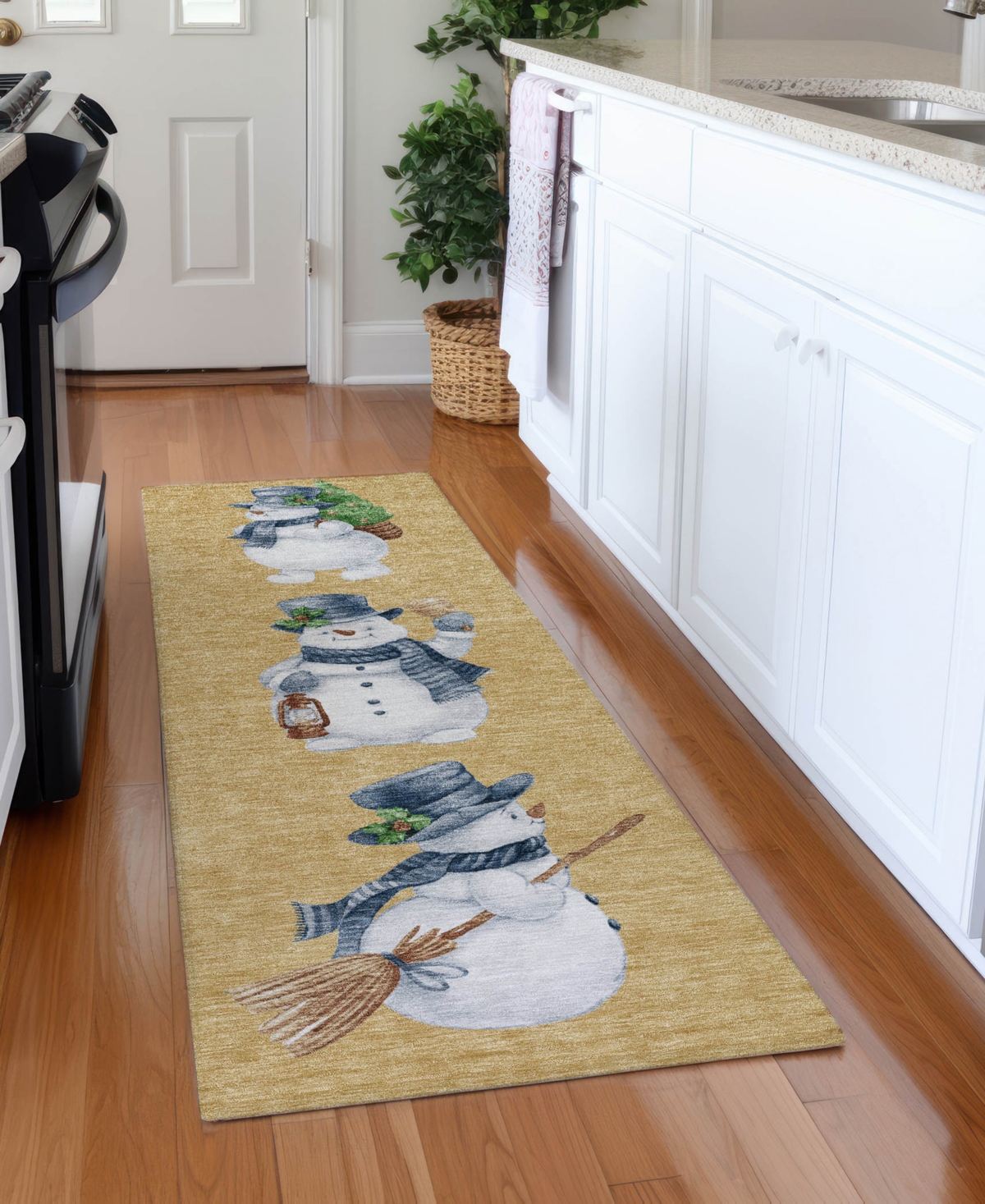 Addison Holiday Washable Indoor/outdoor Acn1826 2'3"x7'6" Runner Area Rug In Gold