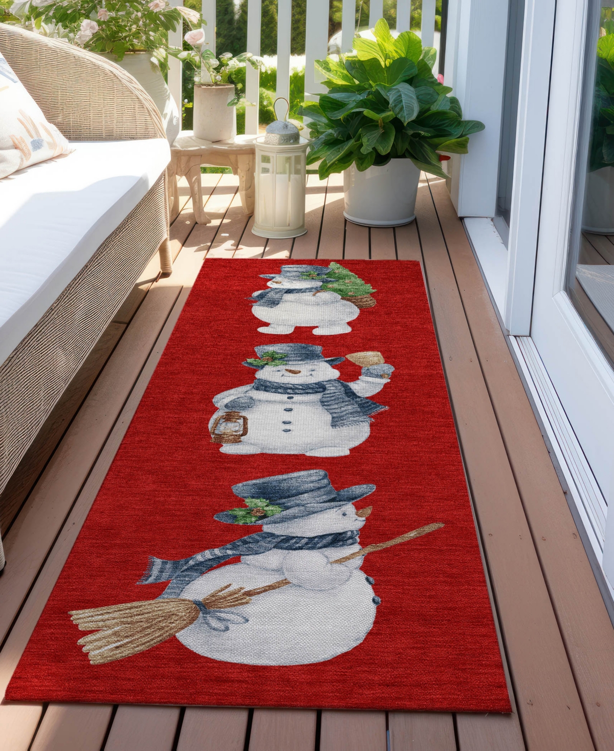 Addison Holiday Washable Indoor/outdoor Acn1826 2'3"x7'6" Runner Area Rug In Red