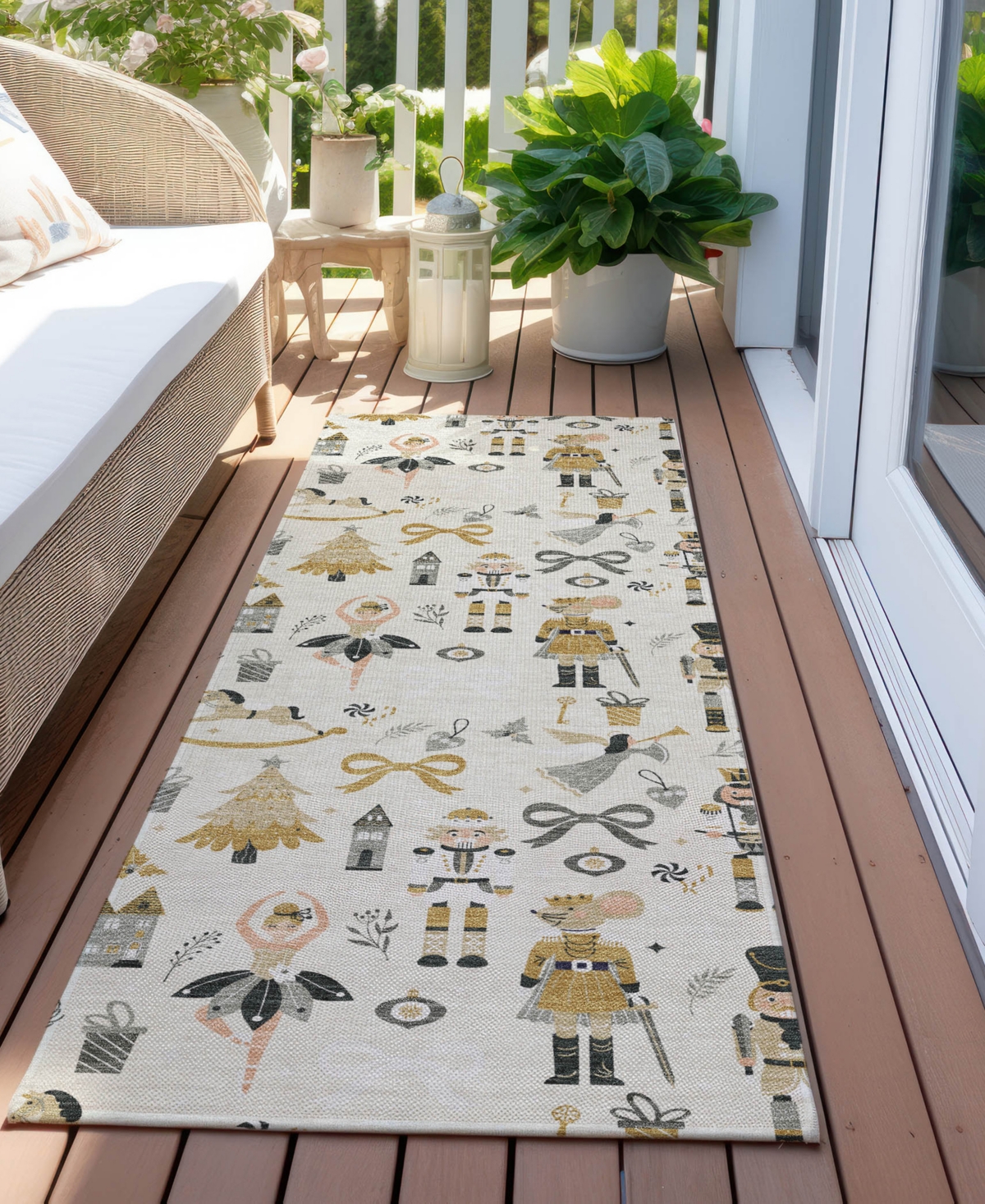 Addison Holiday Washable Indoor/outdoor Acn1827 2'3"x7'6" Runner Area Rug In White
