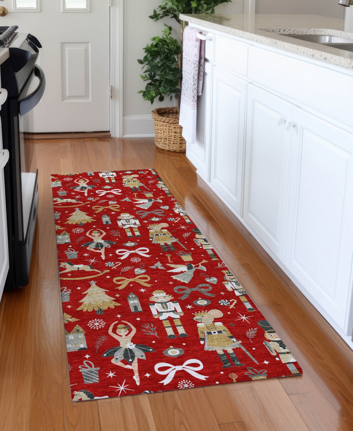 Addison Holiday Washable Indoor/outdoor Acn1827 2'3"x7'6" Runner Area Rug In Red