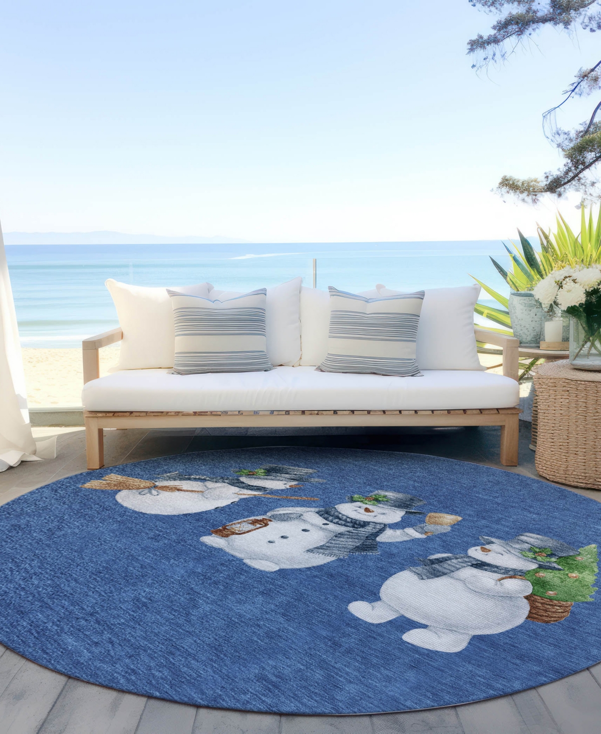 Addison Holiday Washable Indoor/Outdoor ACN1826 8'x8' Round Area Rug