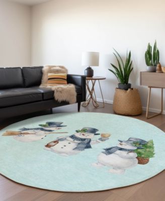 Holiday Washable Indoor/Outdoor ACN1826 8'x8' Round Area Rug