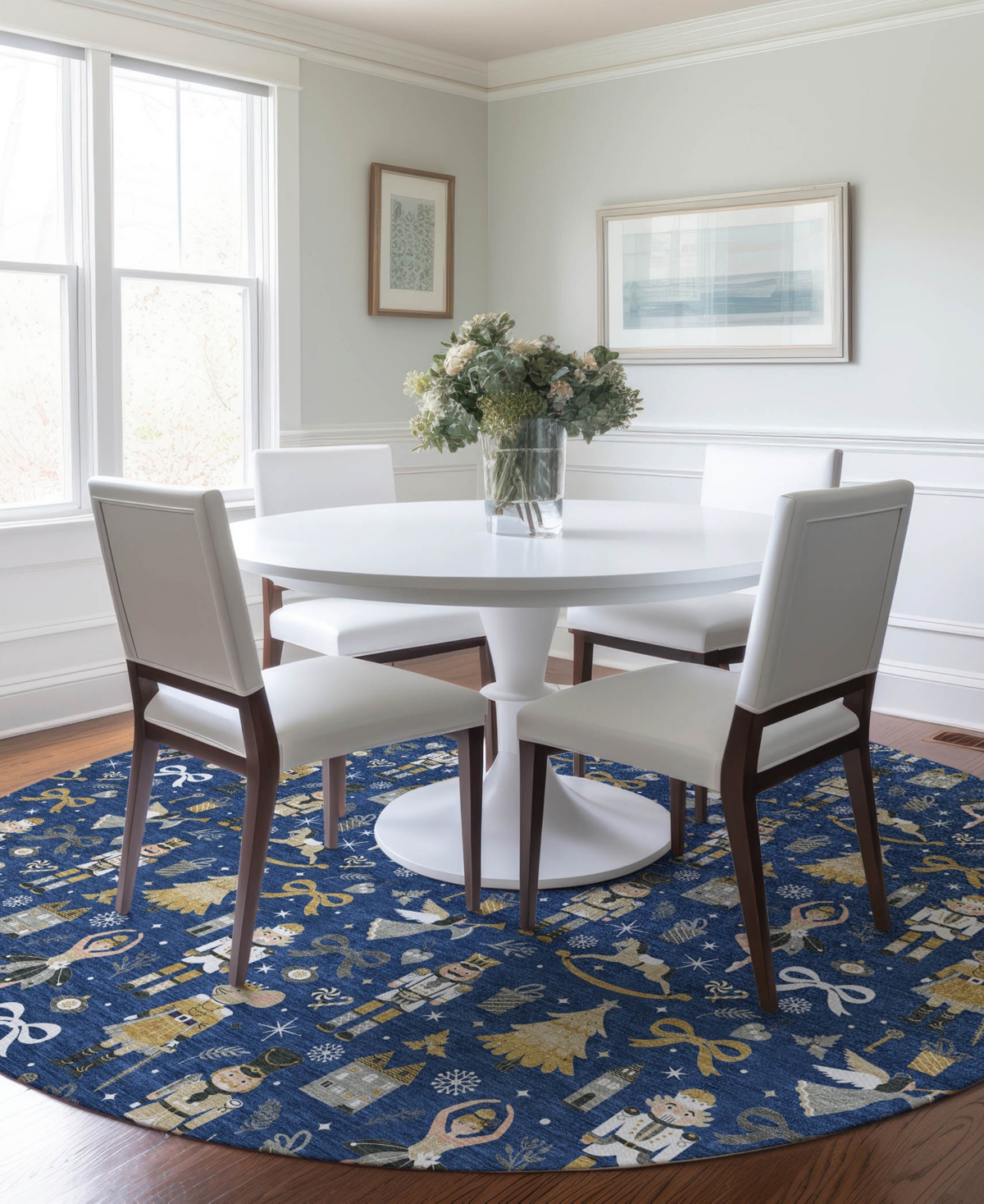 Addison Holiday Washable Indoor/Outdoor ACN1827 8'x8' Round Area Rug