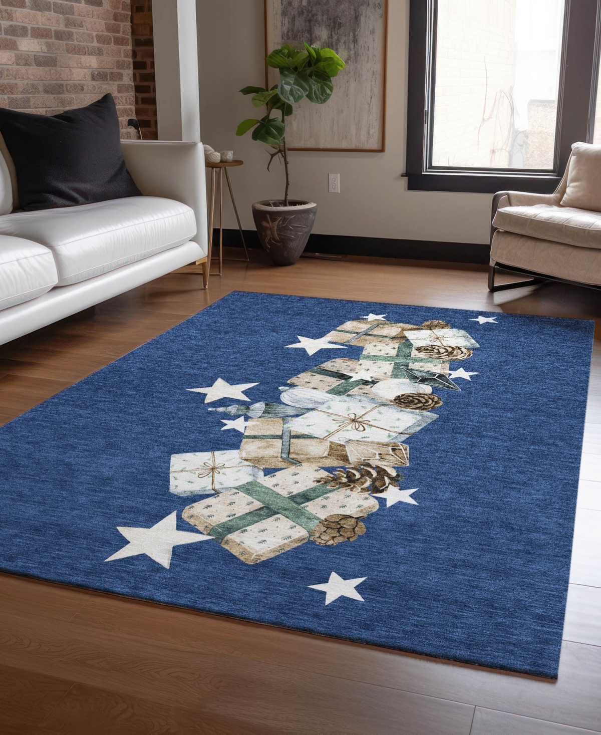 Addison Holiday Washable Indoor/outdoor Acn1825 9'x12' Area Rug In Blue