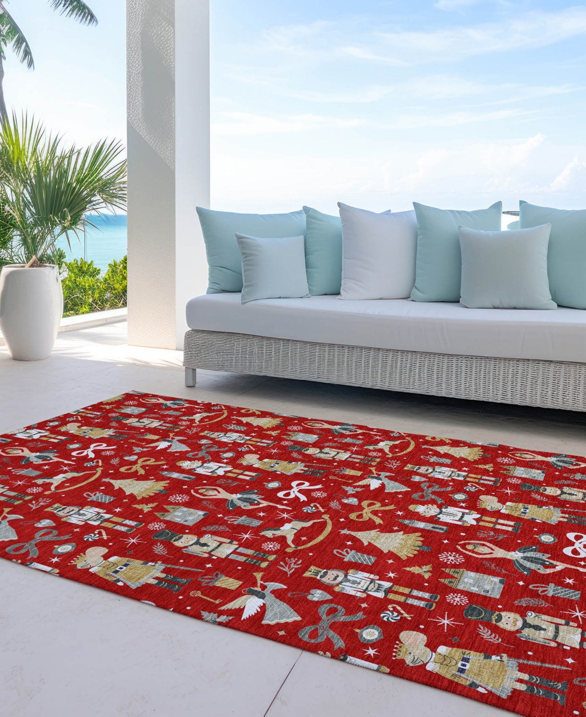 Addison Holiday Washable Indoor/outdoor Acn1827 9'x12' Area Rug In Red