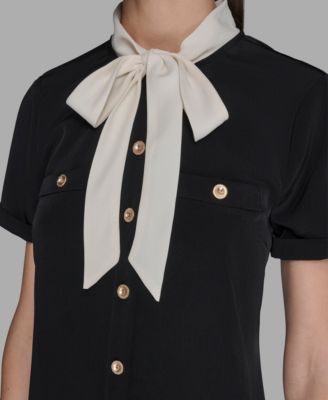 Women's Bow Tie Neck A-Line Dress