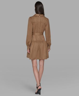 Women's Suede Collared Shirt Dress