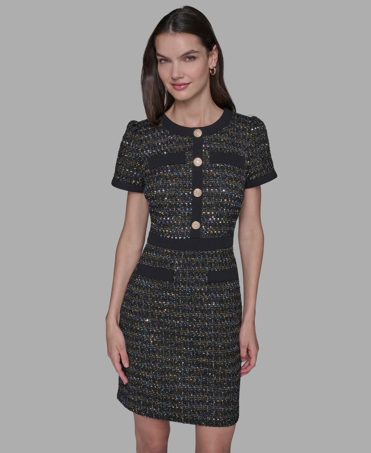 Karl Lagerfeld Paris Women's Crew Neck Sheath Dress