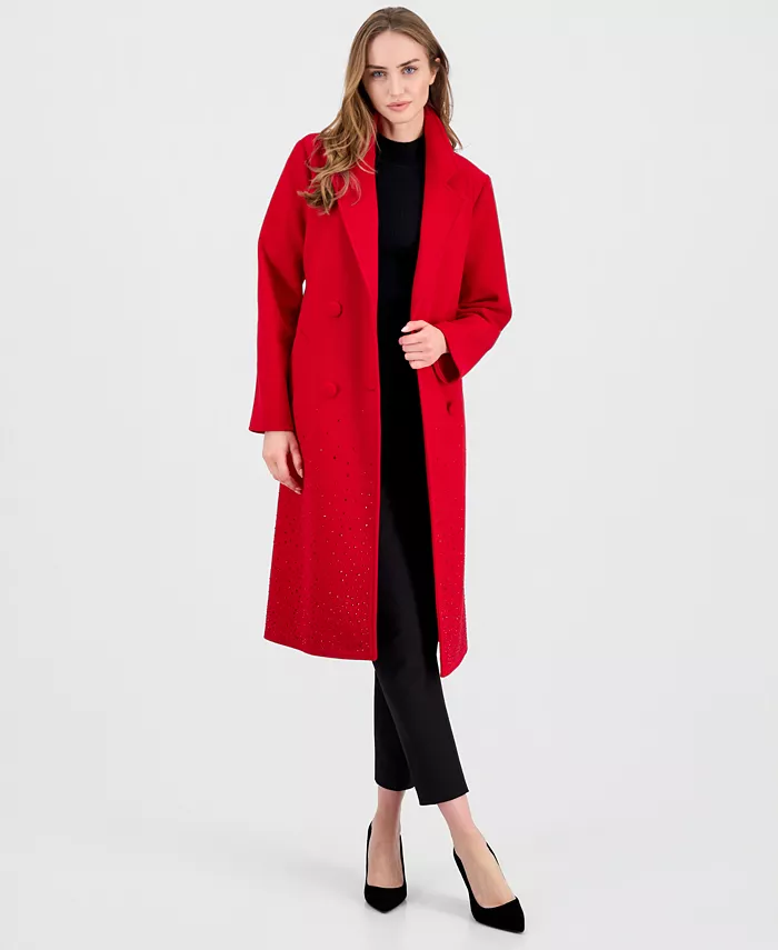 Women's Double-Breasted Embellished Coat - thumbnail 2