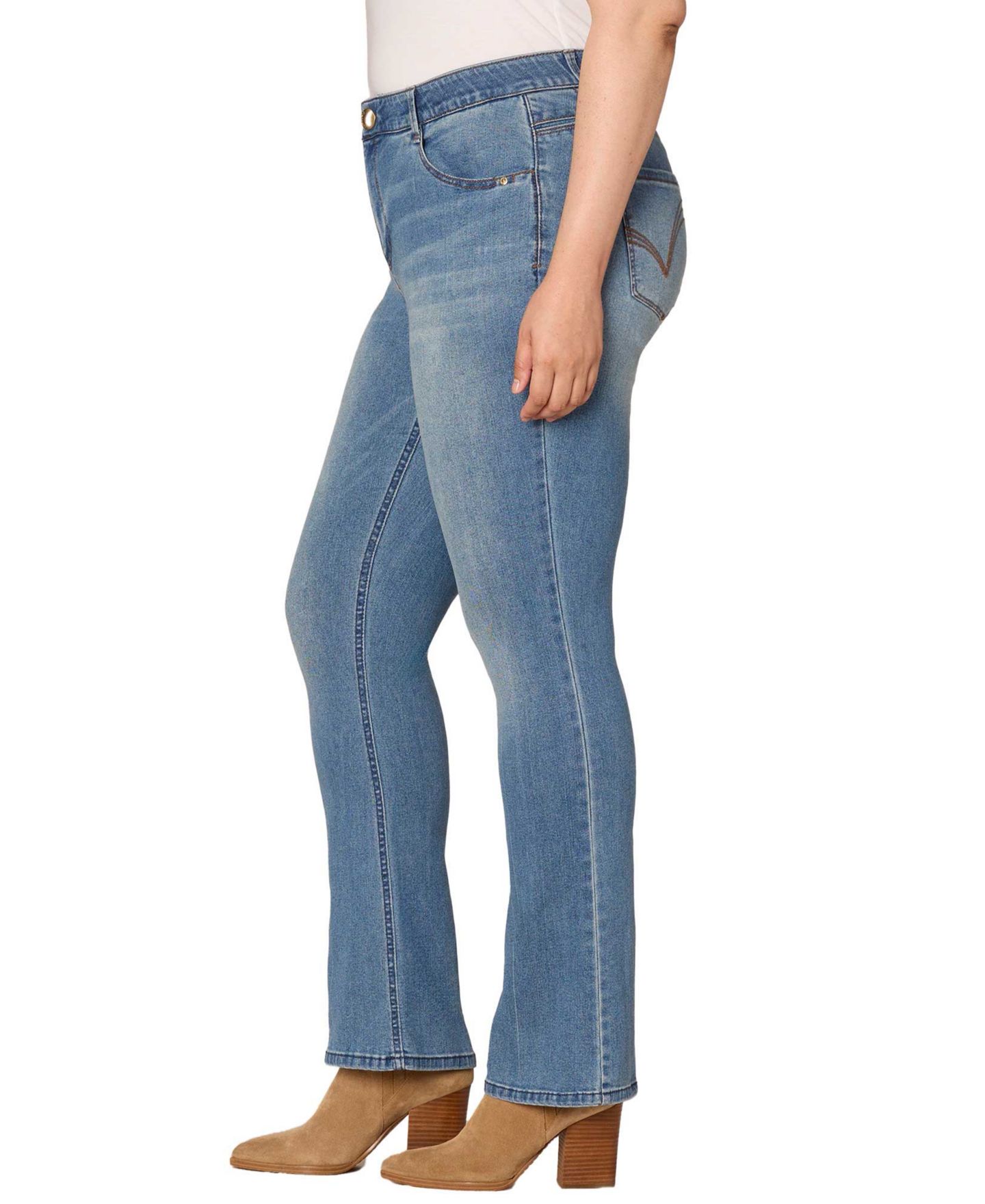 Женские джинсы Democracy Plus Size High Rise Bootcut, цвет: Синий — фото 2