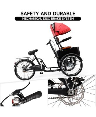 20-Inch Tricycle for Adults with Removable Child Seat & Cargo Carrier for Pets and Groceries