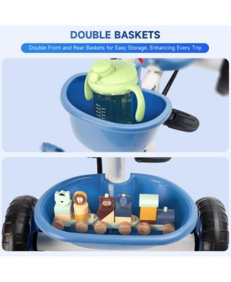 Toddler Tricycle Kids Trike for Ages 1-3 with Detachable Push Bar & Safety Harness for a Secure Ride