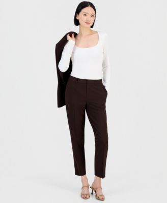 Women's Belted Asymmetrical Jacket & Slim-Fit Pantsuit Set
