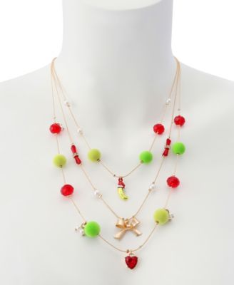 Faux Stone Santa Baby Pickle Layered Necklace