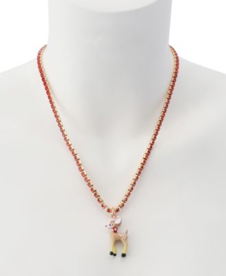 Faux Stone Santa Baby Reindeer Pendant Necklace