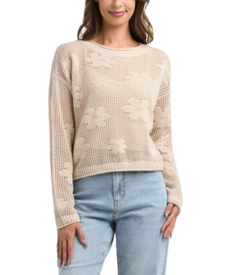 BCX - Women's Resort Daisy Cropped Crew Neck Sweater