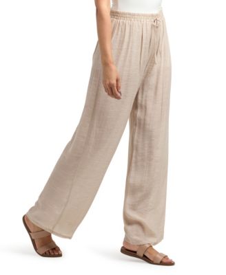 Junior's Resort Gauzy Texture Mid Rise Wide Leg Pants