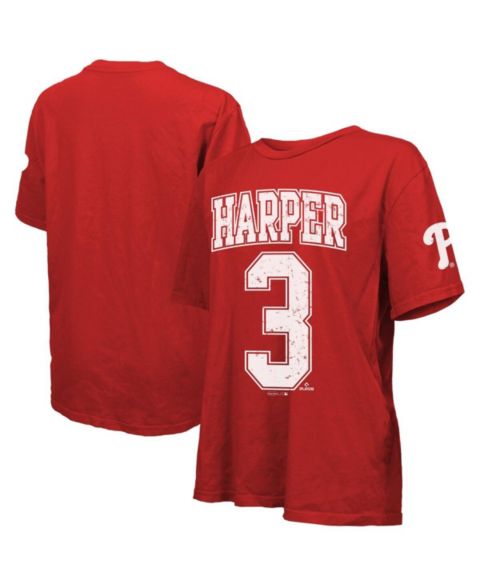 Женская футболка Majestic Bryce Harper Red Philadelphia Phillies Oversized Name & Number