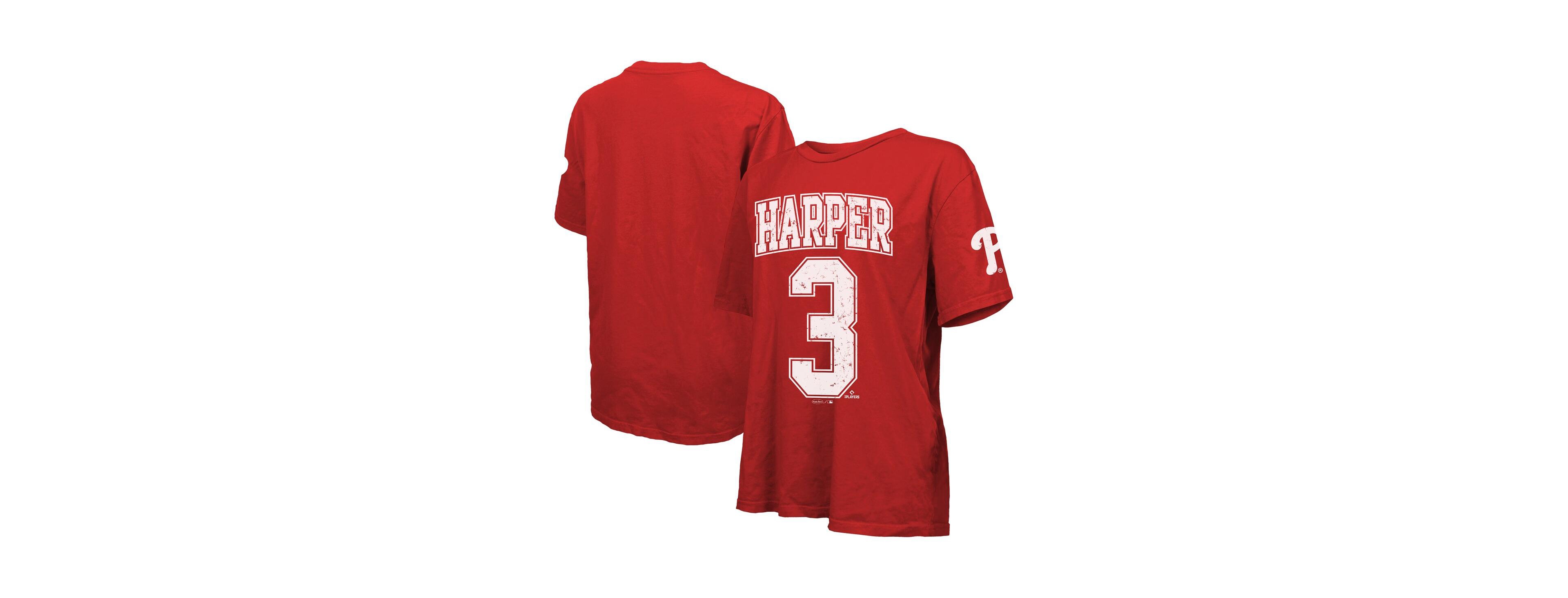 Majestic Women's Bryce Harper Red Philadelphia Phillies Oversized Name Number T-Shirt