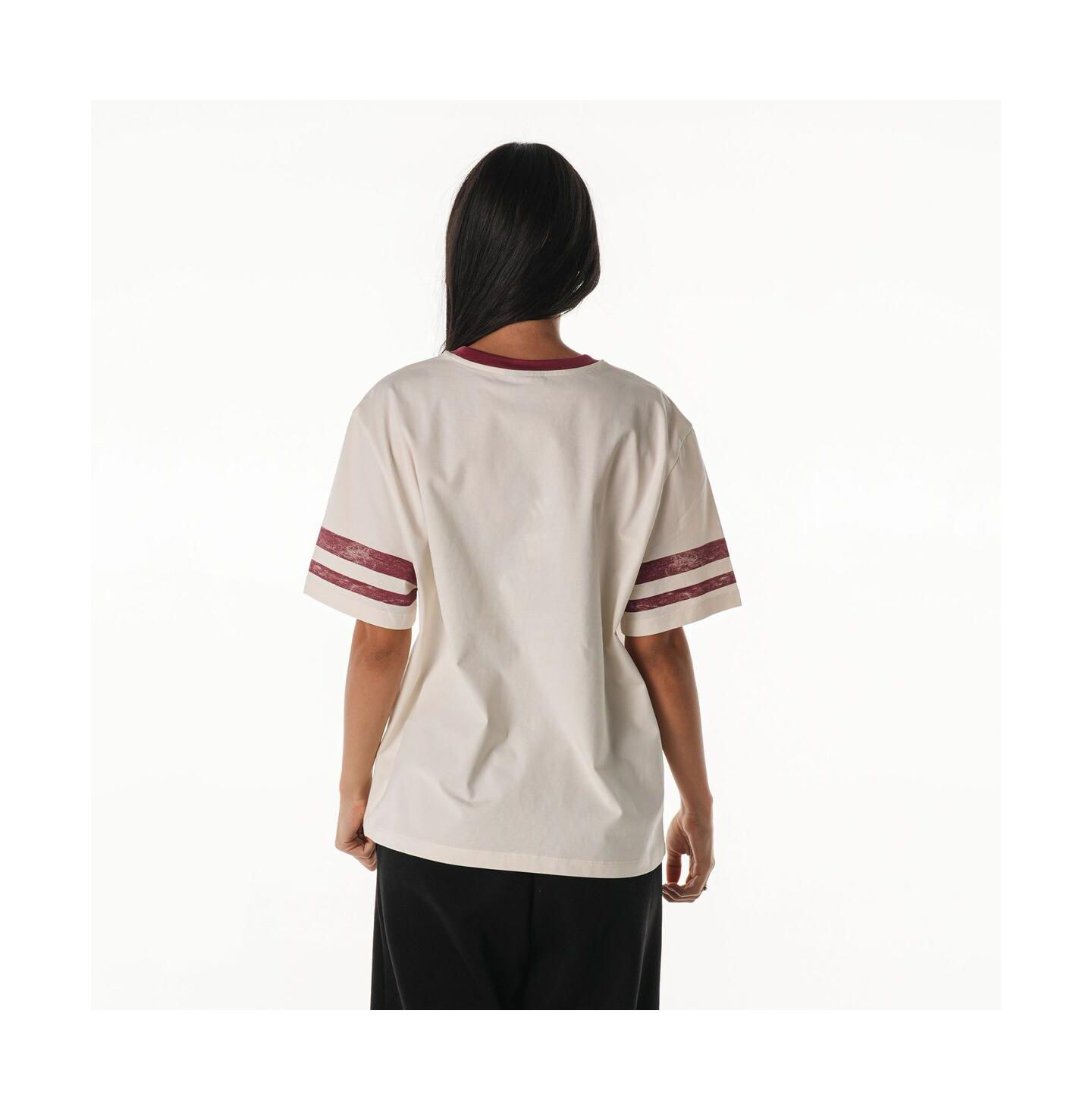 Женская футболка The Wild Collective Cream Washington Commanders Vintage Drop Shoulder Oversized Boyfriend — фото 3